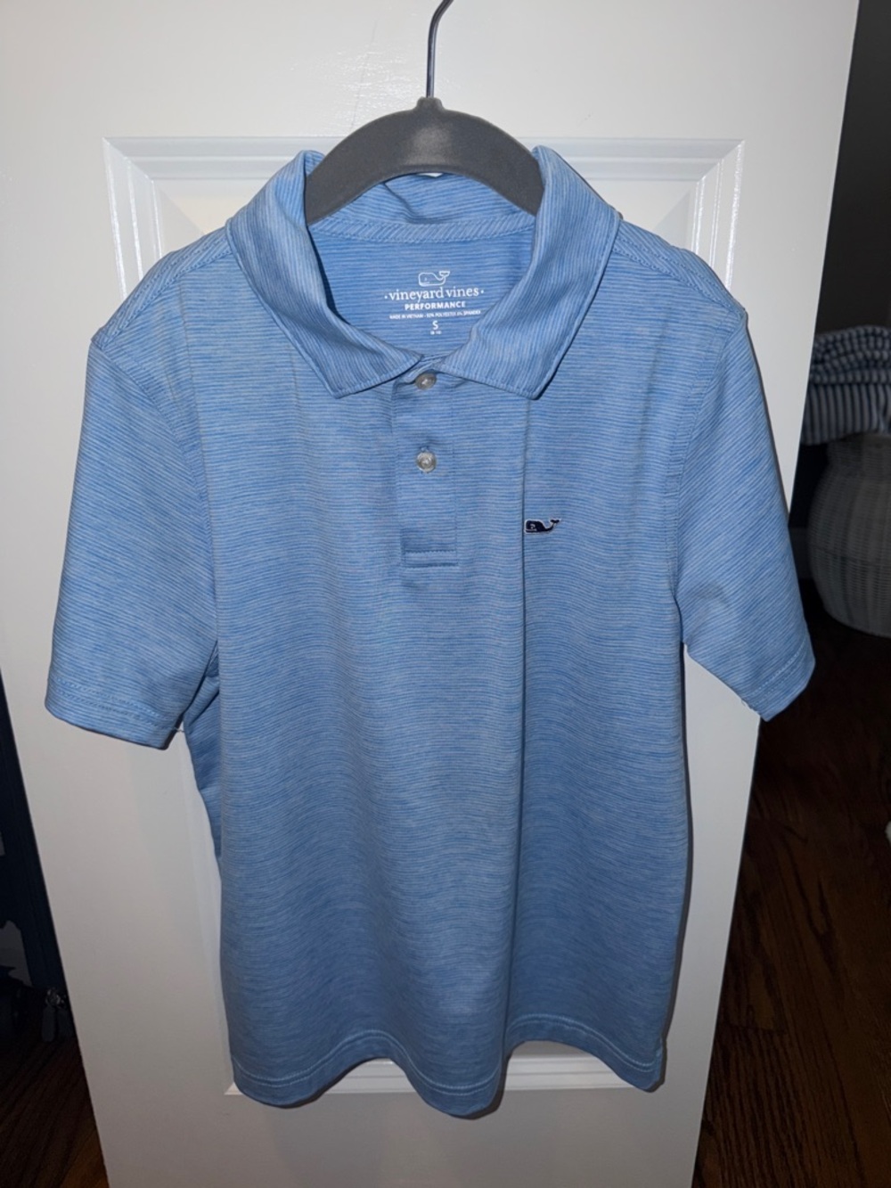 Vineyard Vines Boys Performance Polo in Sky Blue